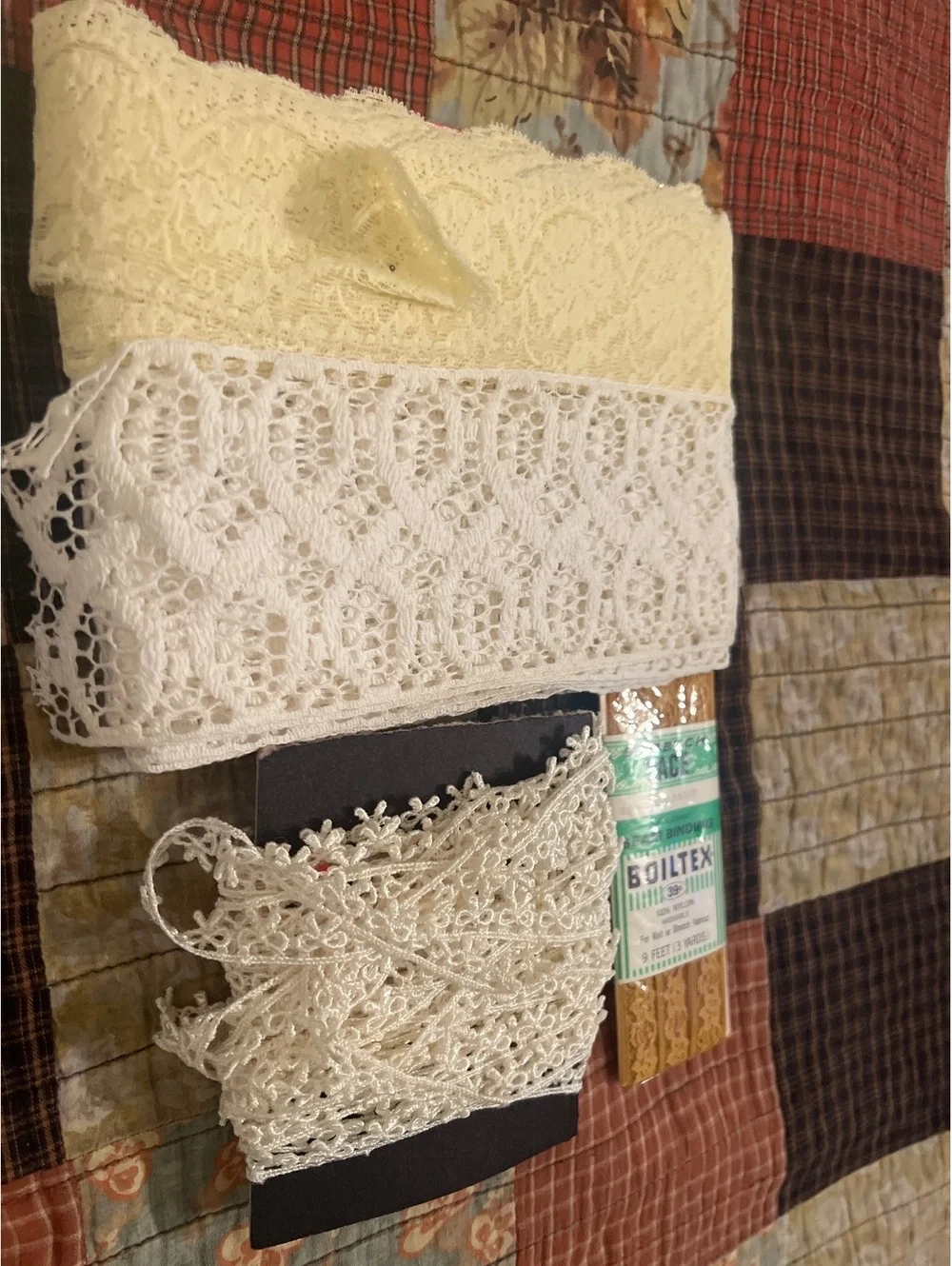 Vintage Stretch Lace Seam Binding and lot of 3 Lace